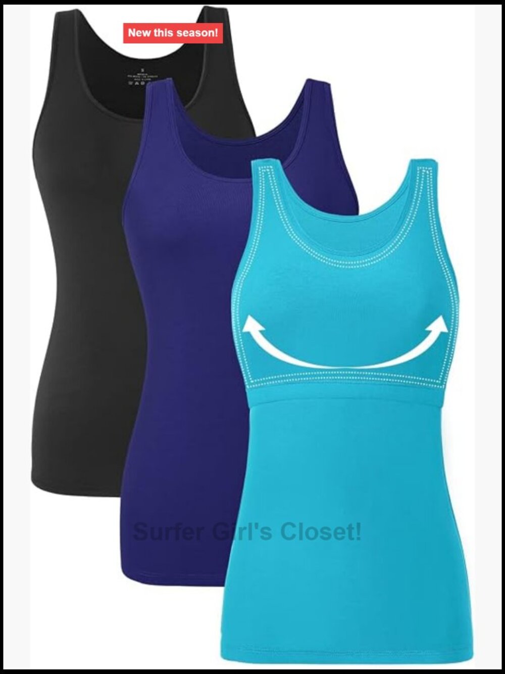 3 Pack Cotton Tank Tops with Shelf Bra for Women Scoop Neck Cami